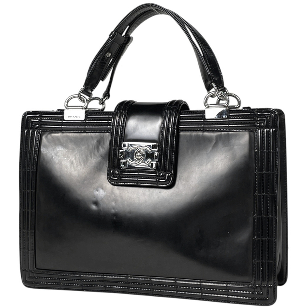 Chanel Boy 2-Way Shoulder Bag, Leather, Black, Women's Handbag